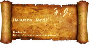 Hanuska Jenő névjegykártya